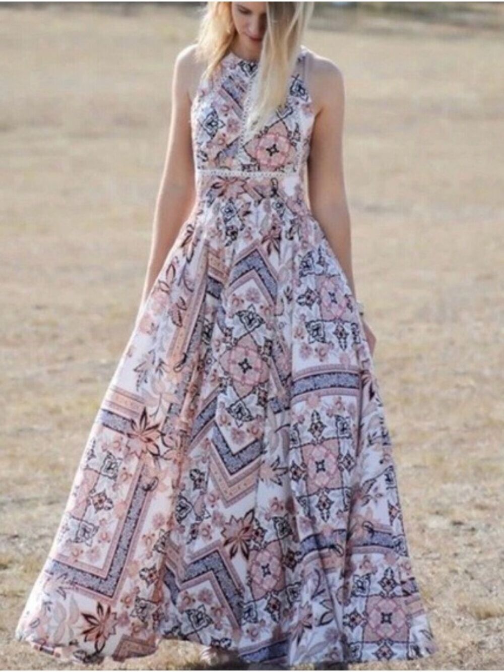 M β’ Anthropologie β’ Abel The Label Charlie Boho Printed Maxi Halter Dress